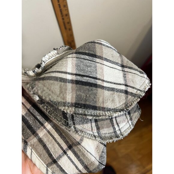 Retro Linen Plaid Dress Tan 22 Neutral Festive Holiday Classic Chic Preppy 80s - Picture 11 of 11